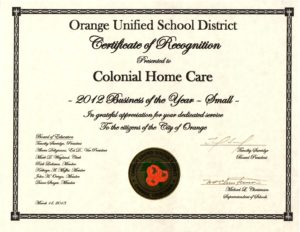 Certificate of Recognition Orange Unified School District