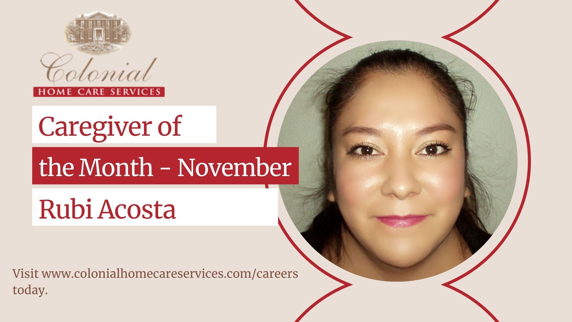 Our Caregiver of the Month for November 2021, Rubi Acosta